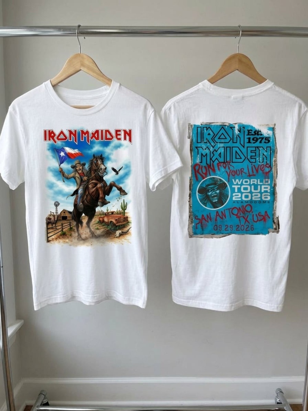 Iron Maiden Run For Your Lives 2026 Tour Texas Tee